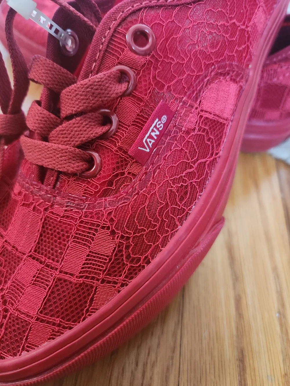 Vans Red Lace & Checkerboard Low-Top Sneakers